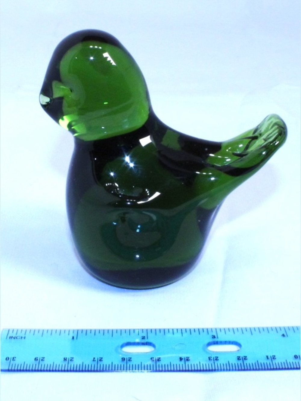 Vintage MCM FM Konstglas Green Glass Bird Pippi